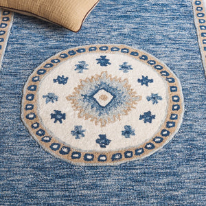Safavieh Metro Elegant Hand-tufted Runner Rug - Traditional Wool And Cotton Design For Hallways And Spaces Blue ,Grey 80% Wool,20% Cotton Met708m-5
