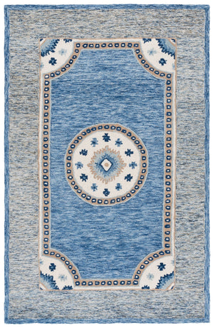 Safavieh Metro Elegant Hand-tufted Runner Rug - Traditional Wool And Cotton Design For Hallways And Spaces Blue ,Grey 80% Wool,20% Cotton Met708m-5