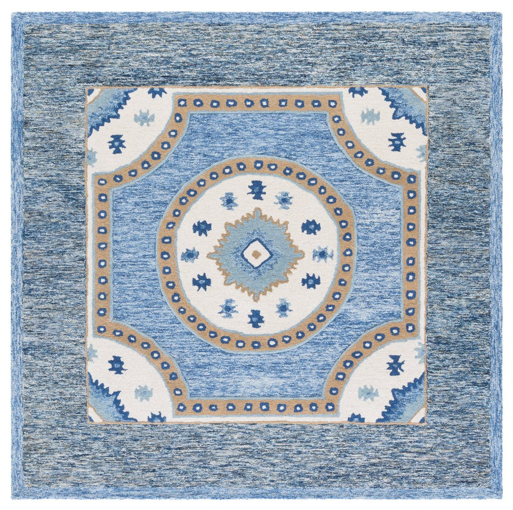 Safavieh Metro Elegant Hand-tufted Runner Rug - Traditional Wool And Cotton Design For Hallways And Spaces Blue ,Grey 80% Wool,20% Cotton Met708m-6sq