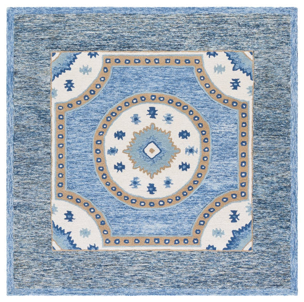 Safavieh Metro Elegant Hand-tufted Runner Rug - Traditional Wool And Cotton Design For Hallways And Spaces Blue ,Grey 80% Wool,20% Cotton Met708m-6sq