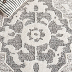 Safavieh Metro Hand-tufted Area Rug - Elegant Traditional Design For Timeless Home Décor & Comfort Grey ,Ivory 80% Wool,20% Cotton Met709f-6