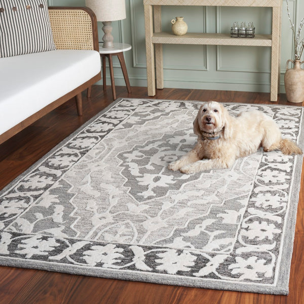 Safavieh Metro Hand-tufted Area Rug - Elegant Traditional Design For Timeless Home Décor & Comfort Grey ,Ivory 80% Wool,20% Cotton Met709f-6