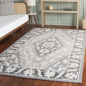 Safavieh Metro Hand-tufted Area Rug - Elegant Traditional Design For Timeless Home Décor & Comfort Grey ,Ivory 80% Wool,20% Cotton Met709f-6