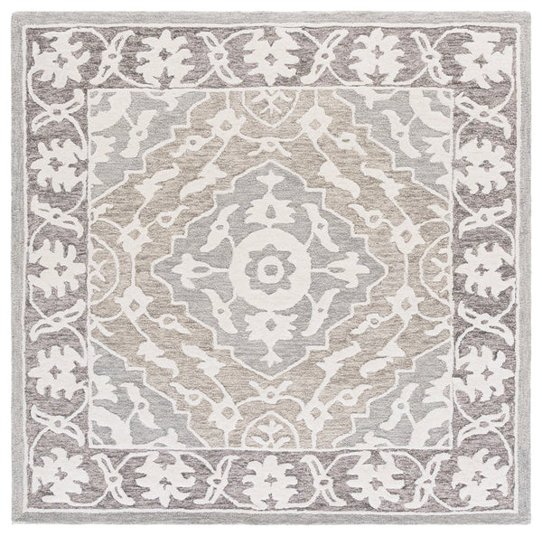 Safavieh Metro Elegant Hand-tufted Runner Rug For Hallways - Luxurious Wool Blend With Timeless Style Grey ,Ivory 80% Wool,20% Cotton Met709f-6sq