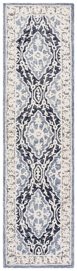 Safavieh Metro Elegant Hand-tufted Runner Rug For Hallways - Luxurious Wool Blend With Timeless Style Light Blue ,Grey 80% Wool,20% Cotton Met709l-29