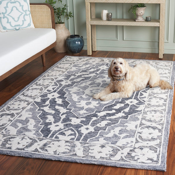 Safavieh Metro Hand-tufted Area Rug - Elegant Traditional Design For Timeless Home Décor & Comfort Light Blue ,Grey 80% Wool,20% Cotton Met709l-9