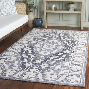 Safavieh Metro Elegant Hand-tufted Runner Rug For Hallways - Luxurious Wool Blend With Timeless Style Light Blue ,Grey 80% Wool,20% Cotton Met709l-5