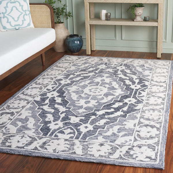 Safavieh Metro Hand-tufted Area Rug - Elegant Traditional Design For Timeless Home Décor & Comfort Light Blue ,Grey 80% Wool,20% Cotton Met709l-9
