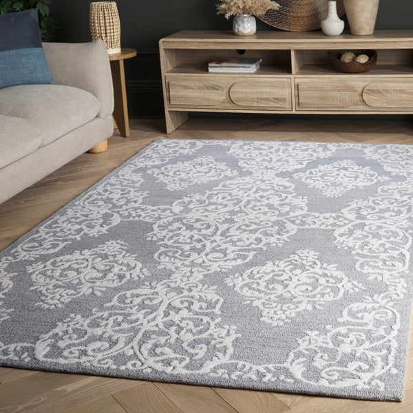 Safavieh Metro Elegant Hand-tufted Area Rug In Grey And Ivory – Perfect For Living Room And Bedroom Decor Grey ,Ivory 80% Wool,20% Cotton Met710f-3