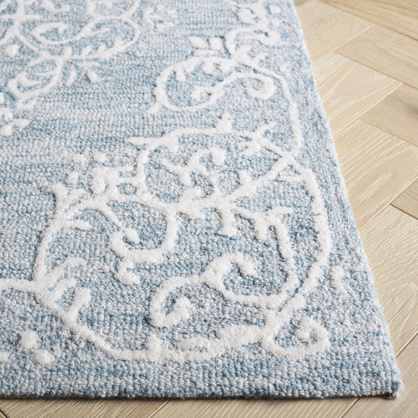 Safavieh Metro Elegant Hand-tufted Grey And Ivory Runner Rug – Perfect For Hallways And Narrow Spaces Blue ,Ivory 80% Wool,20% Cotton Met710m-5