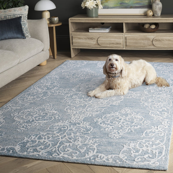 Safavieh Metro Elegant Hand-tufted Grey And Ivory Runner Rug – Perfect For Hallways And Narrow Spaces Blue ,Ivory 80% Wool,20% Cotton Met710m-5