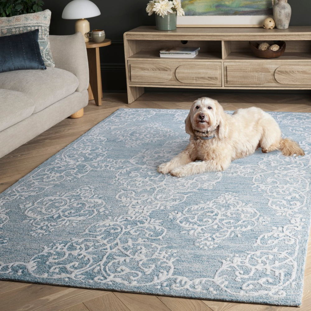Safavieh Metro Elegant Hand-tufted Area Rug In Grey And Ivory – Perfect For Living Room And Bedroom Decor Blue ,Ivory 80% Wool,20% Cotton Met710m-9