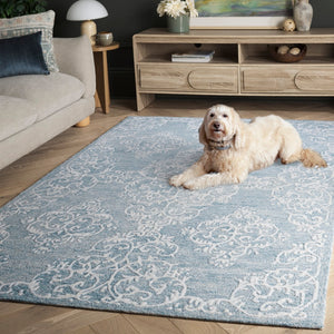 Safavieh Metro Elegant Hand-tufted Area Rug In Grey And Ivory – Perfect For Living Room And Bedroom Decor Blue ,Ivory 80% Wool,20% Cotton Met710m-9