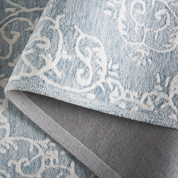 Safavieh Metro Elegant Hand-tufted Grey And Ivory Runner Rug – Perfect For Hallways And Narrow Spaces Blue ,Ivory 80% Wool,20% Cotton Met710m-5