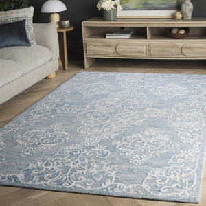 Safavieh Metro Elegant Hand-tufted Grey And Ivory Runner Rug – Perfect For Hallways And Narrow Spaces Blue ,Ivory 80% Wool,20% Cotton Met710m-5