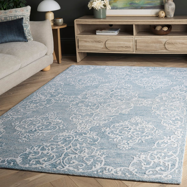 Safavieh Metro Elegant Hand-tufted Area Rug In Grey And Ivory – Perfect For Living Room And Bedroom Decor Blue ,Ivory 80% Wool,20% Cotton Met710m-9