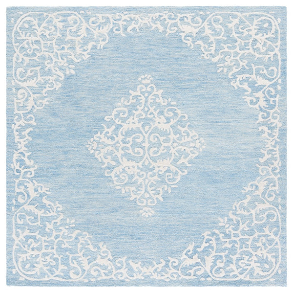 Safavieh Metro Elegant Hand-tufted Grey And Ivory Runner Rug – Perfect For Hallways And Narrow Spaces Blue ,Ivory 80% Wool,20% Cotton Met710m-6sq