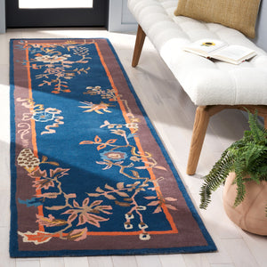Safavieh Metro Hand-tufted Floral Area Rug - Luxurious Wool-cotton Blend, Artisanal Charm For Timeless Decor Navy ,Brown 80% Wool,20% Cotton Met725n-6r