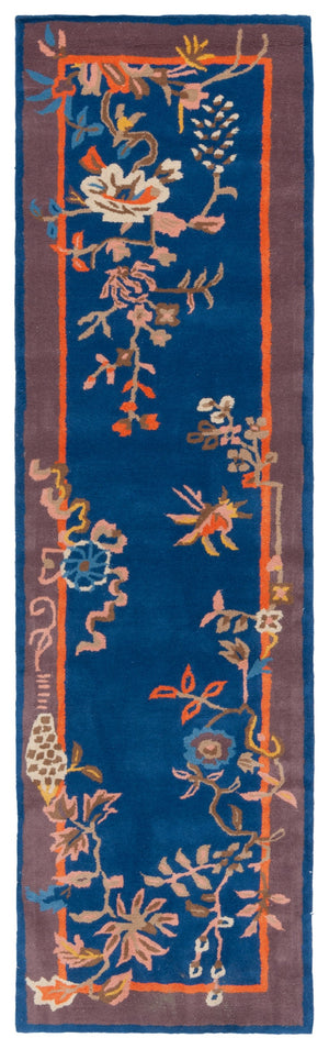 Safavieh Metro Hand-tufted Floral Area Rug - Luxurious Wool-cotton Blend, Artisanal Charm For Timeless Decor Navy ,Brown 80% Wool,20% Cotton Met725n-6r