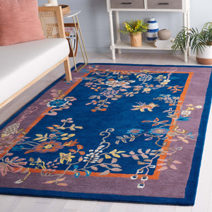 Safavieh Metro Hand-tufted Floral Area Rug - Luxurious Wool-cotton Blend, Artisanal Charm For Timeless Decor Navy ,Brown 80% Wool,20% Cotton Met725n-6r