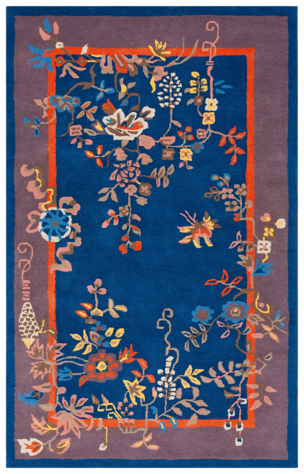 Safavieh Metro Hand-tufted Floral Area Rug - Luxurious Wool-cotton Blend, Artisanal Charm For Timeless Decor Navy ,Brown 80% Wool,20% Cotton Met725n-6r