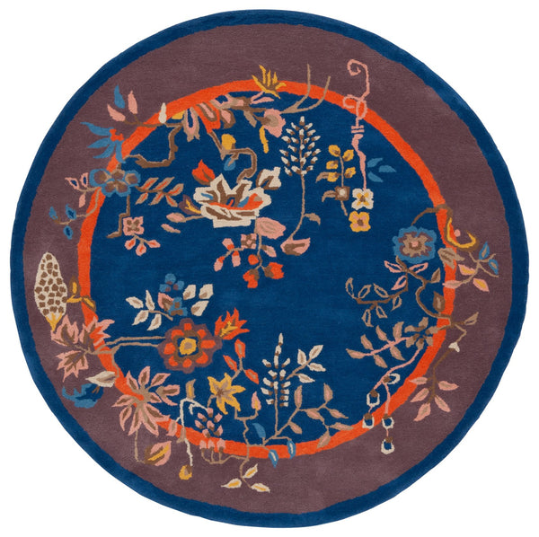 Safavieh Metro Hand-tufted Floral Area Rug - Luxurious Wool-cotton Blend, Artisanal Charm For Timeless Decor Navy ,Brown 80% Wool,20% Cotton Met725n-6r