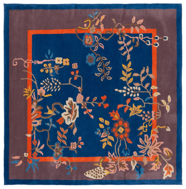 Safavieh Metro Hand-tufted Floral Area Rug - Luxurious Wool-cotton Blend, Artisanal Charm For Timeless Decor Navy ,Brown 80% Wool,20% Cotton Met725n-6r