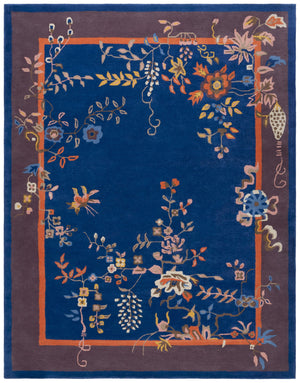 Safavieh Metro Hand-tufted Floral Area Rug - Luxurious Wool-cotton Blend, Artisanal Charm For Timeless Decor Navy ,Brown 80% Wool,20% Cotton Met725n-6r