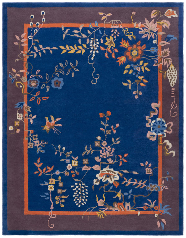 Safavieh Metro Hand-tufted Floral Area Rug - Luxurious Wool-cotton Blend, Artisanal Charm For Timeless Decor Navy ,Brown 80% Wool,20% Cotton Met725n-6r
