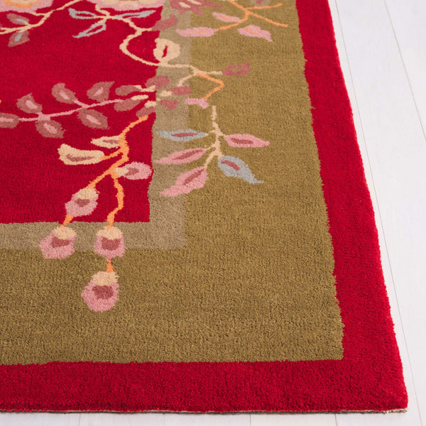 Safavieh Metro Hand-tufted Floral Area Rug - Luxurious Wool-cotton Blend, Artisanal Charm For Timeless Decor Red ,Green 80% Wool,20% Cotton Met725q-6sq