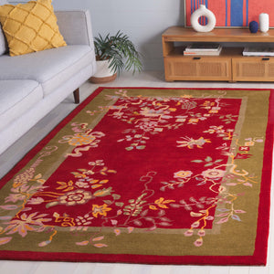 Safavieh Metro Hand-tufted Floral Area Rug - Luxurious Wool-cotton Blend, Artisanal Charm For Timeless Decor Red ,Green 80% Wool,20% Cotton Met725q-6sq