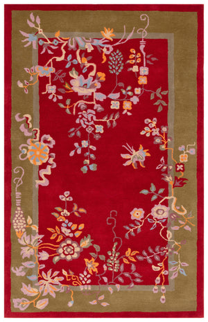 Safavieh Metro Hand-tufted Floral Area Rug - Luxurious Wool-cotton Blend, Artisanal Charm For Timeless Decor Red ,Green 80% Wool,20% Cotton Met725q-6sq