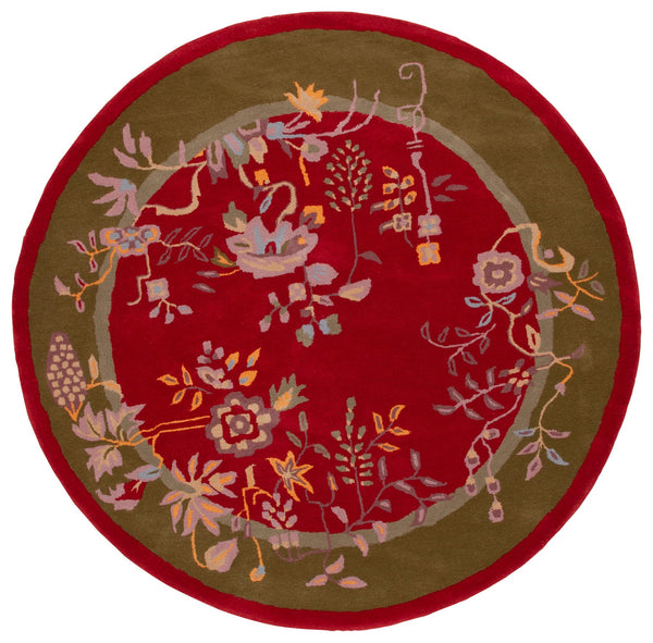 Safavieh Metro Hand-tufted Floral Area Rug - Luxurious Wool-cotton Blend, Artisanal Charm For Timeless Decor Red ,Green 80% Wool,20% Cotton Met725q-6sq