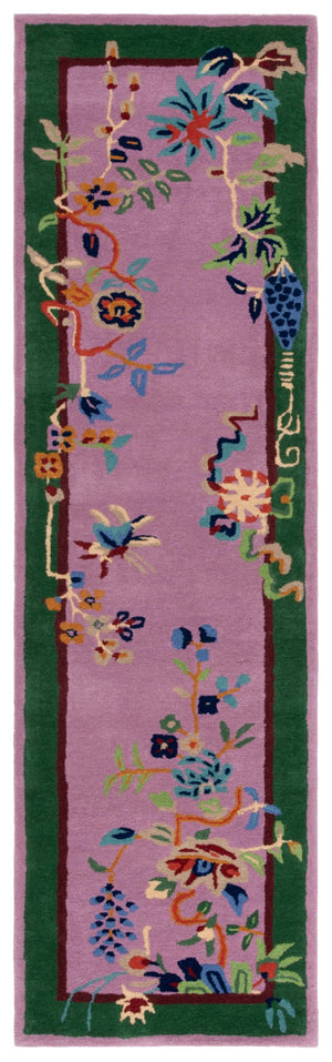 Safavieh Metro Handcrafted Floral Area Rug - Vibrant Wool & Cotton Blend For Stylish Home Décor Enhancements Purple ,Green 80% Wool,20% Cotton Met725v-2