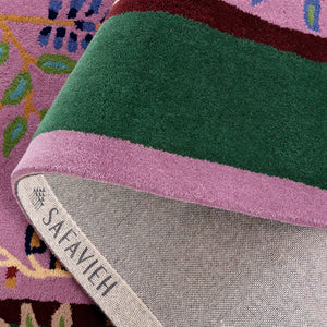 Safavieh Metro Handcrafted Floral Area Rug - Vibrant Wool & Cotton Blend For Stylish Home Décor Enhancements Purple ,Green 80% Wool,20% Cotton Met725v-2