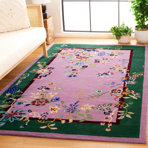 Safavieh Metro Hand-tufted Floral Area Rug - Luxurious Wool-cotton Blend, Artisanal Charm For Timeless Decor Purple ,Green 80% Wool,20% Cotton Met725v-6r