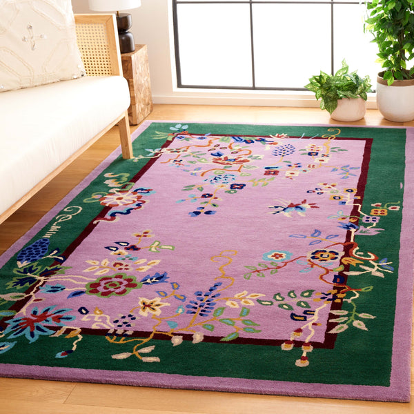 Safavieh Metro Hand-tufted Floral Area Rug - Luxurious Wool-cotton Blend, Artisanal Charm For Timeless Decor Purple ,Green 80% Wool,20% Cotton Met725v-6r