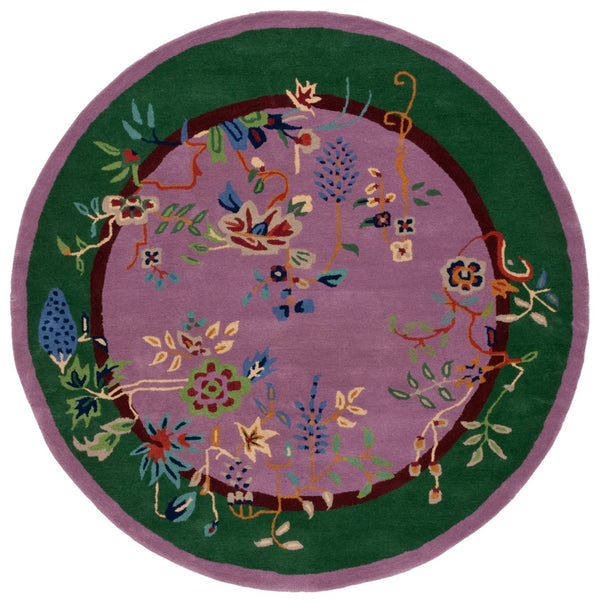 Safavieh Metro Handcrafted Floral Area Rug - Vibrant Wool & Cotton Blend For Stylish Home Décor Enhancements Purple ,Green 80% Wool,20% Cotton Met725v-2