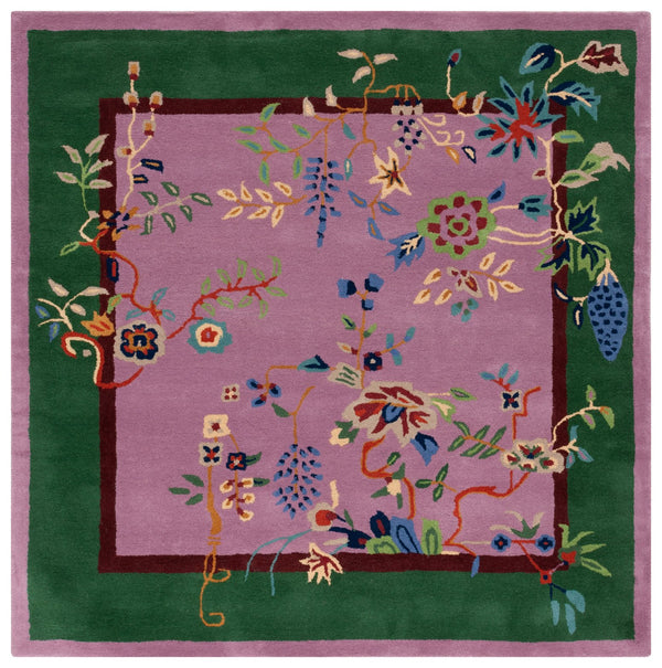 Safavieh Metro Hand-tufted Floral Area Rug - Luxurious Wool-cotton Blend, Artisanal Charm For Timeless Decor Purple ,Green 80% Wool,20% Cotton Met725v-6r