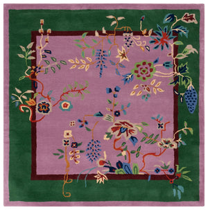 Safavieh Metro Handcrafted Floral Area Rug - Vibrant Wool & Cotton Blend For Stylish Home Décor Enhancements Purple ,Green 80% Wool,20% Cotton Met725v-2