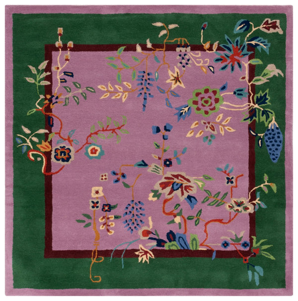 Safavieh Metro Handcrafted Floral Area Rug - Vibrant Wool & Cotton Blend For Stylish Home Décor Enhancements Purple ,Green 80% Wool,20% Cotton Met725v-2