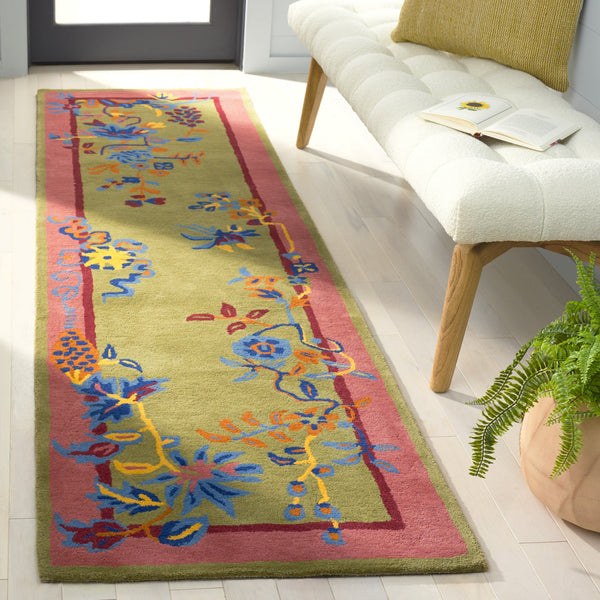 Safavieh Metro Hand-tufted Floral Area Rug - Luxurious Wool-cotton Blend, Artisanal Charm For Timeless Decor Green ,Pink 80% Wool,20% Cotton Met725y-6r