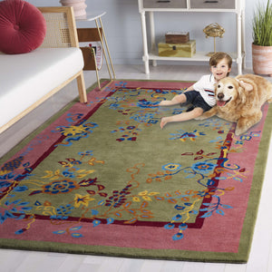 Safavieh Metro Hand-tufted Floral Area Rug - Luxurious Wool-cotton Blend, Artisanal Charm For Timeless Decor Green ,Pink 80% Wool,20% Cotton Met725y-6r