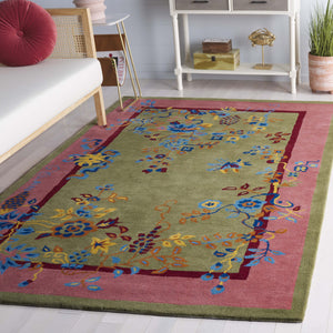 Safavieh Metro Hand-tufted Floral Area Rug - Luxurious Wool-cotton Blend, Artisanal Charm For Timeless Decor Green ,Pink 80% Wool,20% Cotton Met725y-6r