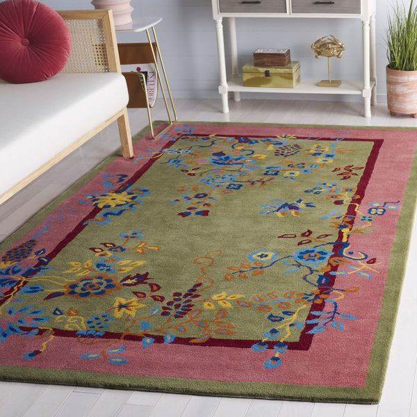 Safavieh Metro Hand-tufted Floral Area Rug - Luxurious Wool-cotton Blend, Artisanal Charm For Timeless Decor Green ,Pink 80% Wool,20% Cotton Met725y-6r