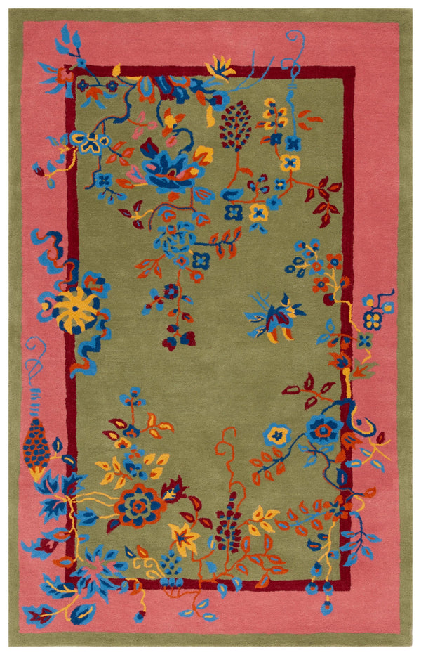 Safavieh Metro Hand-tufted Floral Area Rug - Luxurious Wool-cotton Blend, Artisanal Charm For Timeless Decor Green ,Pink 80% Wool,20% Cotton Met725y-6r