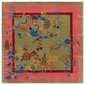 Safavieh Metro Hand-tufted Floral Area Rug - Luxurious Wool-cotton Blend, Artisanal Charm For Timeless Decor Green ,Pink 80% Wool,20% Cotton Met725y-6r