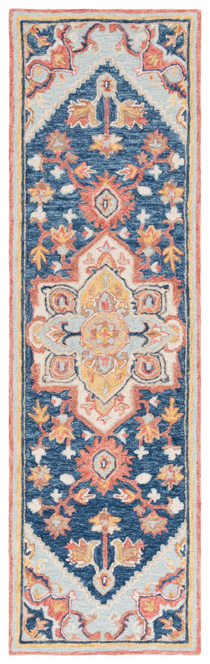 Safavieh Metro Hand Tufted Transitional Rug - Luxurious Wool & Cotton Blend With Timeless Elegance For Your Home Navy ,Red 80% Wool,20% Cotton Met727n-3