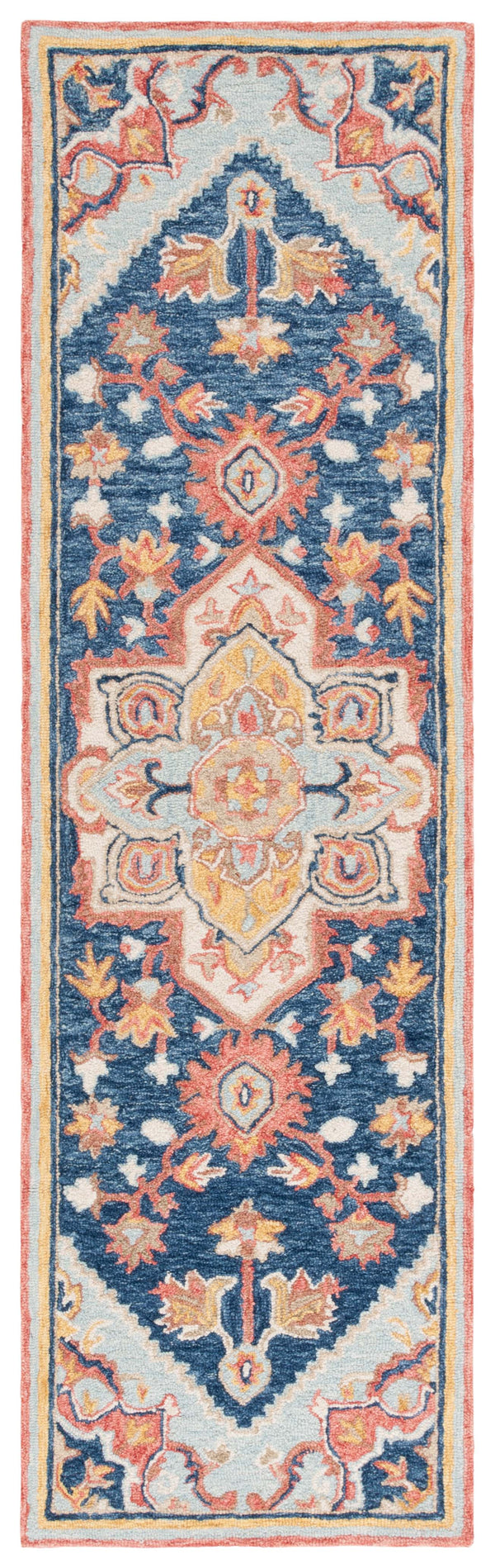 Safavieh Metro Hand Tufted Transitional Rug - Luxurious Wool & Cotton Blend With Timeless Elegance For Your Home Navy ,Red 80% Wool,20% Cotton Met727n-3