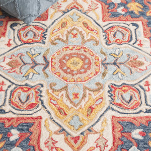 Safavieh Metro Hand Tufted Transitional Rug - Luxurious Wool & Cotton Blend With Timeless Elegance For Your Home Navy ,Red 80% Wool,20% Cotton Met727n-3